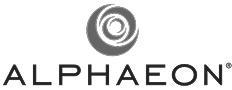 Alphaeon company logo with circular design.