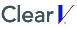 Clear V logo with blue and red accents.